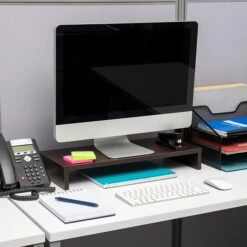 Mind Reader Woodland Collection Monitor Stand, Up To 24" Monitor, Brown (RECMON-BRN)