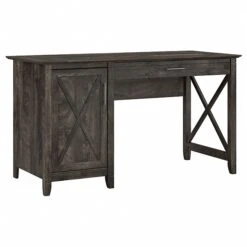 Bush Furniture Key West 54" Computer Desk With Keyboard Tray And Storage, Dark Gray Hickory (KWD154GH-03)