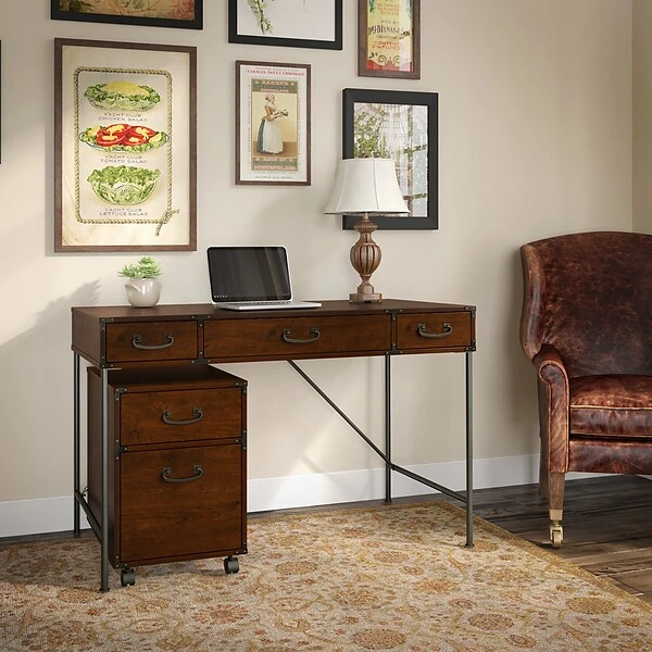 Kathy Ireland® Home By Bush Furniture Ironworks 48W Writing Desk, Coastal Cherry (KI50201-03) 4 Kathy Ireland® Home By Bush Furniture Ironworks 48W Writing Desk, Coastal Cherry (KI50201-03) - Image 4