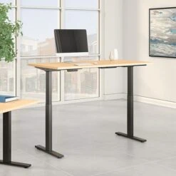 Bush Business Furniture Move 60 Series 27''-47'' Adjustable Standing Desk, Natural Maple (M6S7230ACBK)