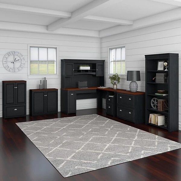 Bush Furniture Fairview Hutch For L Shaped Desk, Antique Black/Hansen Cherry (WC53931-03) 5 Bush Furniture Fairview Hutch For L Shaped Desk, Antique Black/Hansen Cherry (WC53931-03) - Image 5