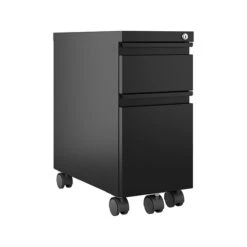 Hirsh 2-Drawer Mobile Vertical File Cabinet, Pedestal, Letter/Legal Size, Lockable, 21.75"H X 10"W X 19.88"D, Black (22651)