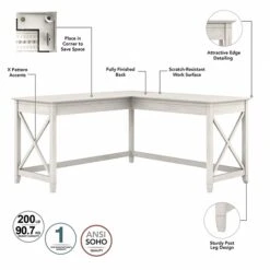 Bush Furniture Key West 60" L-Shaped Desk With 2-Drawer Mobile File Cabinet, Linen White Oak (KWS013LW) -Ergot Office Furniture Shop 646F0B06 B7B4 4747 9545A78A86DEFF3D s7