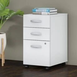 Bush Business Furniture Studio C 3 Drawer Mobile File Cabinet, White (SCF216WHSU)