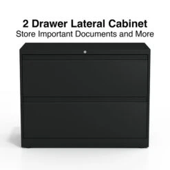 Quill Brand® Commercial 2 File Drawer Lateral File Cabinet, Locking, Black, Letter/Legal, 36"W (20054D)