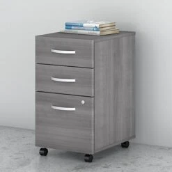 Bush Business Furniture Studio C 3 Drawer Mobile File Cabinet, Platinum Gray (SCF216PGSU)