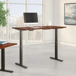 Bush Business Furniture Move 60 Series 27''-47'' Adjustable Standing Desk, Hansen Cherry (M6S7230HCBK)