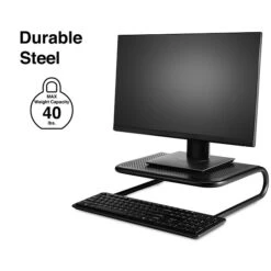 Staples® Metal Monitor Stand, Black, 4"H X 14"W X 11"D