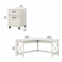 Bush Furniture Key West 60" L-Shaped Desk With 2-Drawer Mobile File Cabinet, Linen White Oak (KWS013LW) -Ergot Office Furniture Shop 6FDAFAA0 D9C6 4BAD B58B31CAB621F8B5 s7