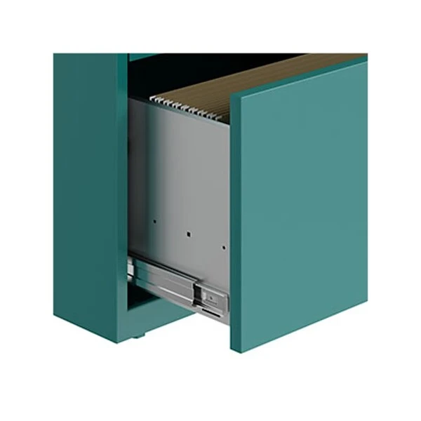 Space Solutions 3-Drawer Lateral File Cabinet, Letter/Legal Size, Lockable, 31.88"H X 30"W X 17.63"D, Teal (25074) 4 Space Solutions 3-Drawer Lateral File Cabinet, Letter/Legal Size, Lockable, 31.88"H X 30"W X 17.63"D, Teal (25074) - Image 4