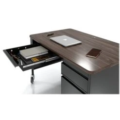 Hirsh 48"W Single-Pedestal Mobile Teacher's Desk, Black/Walnut (22646) 10 Hirsh 48"W Single-Pedestal Mobile Teacher's Desk, Black/Walnut (22646) -Ergot Office Furniture Shop 735555F1 6B53 43F9 A0AE3720ED89BBFB s7