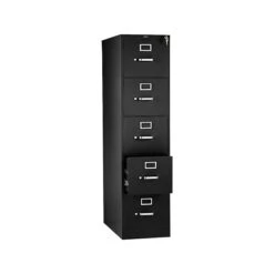 HON 310 Series 5-Drawer Vertical File Cabinet, Locking, Letter, Black, 26.5"D (H315.P.P)