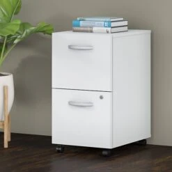 Bush Business Furniture Studio C 2 Drawer Mobile File Cabinet, White (SCF116WHSU)