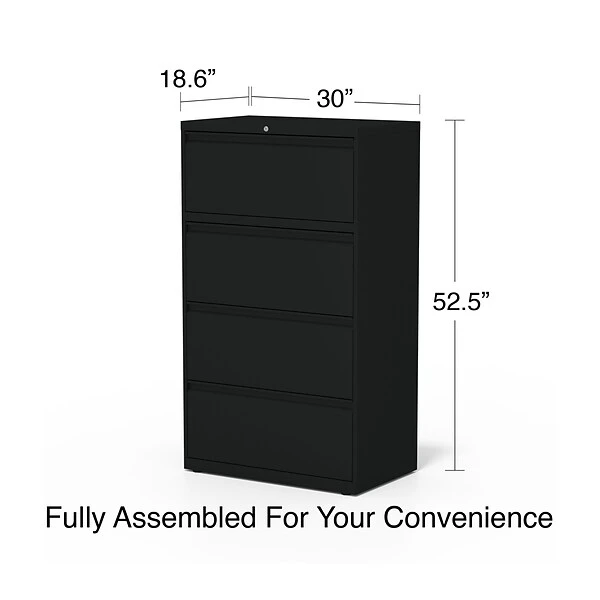 Quill Brand® Commercial 4 File Drawers Lateral File Cabinet, Assembled, Black, Letter/Legal, 30"W (20070D) 6 Quill Brand® Commercial 4 File Drawers Lateral File Cabinet, Assembled, Black, Letter/Legal, 30"W (20070D) - Image 6