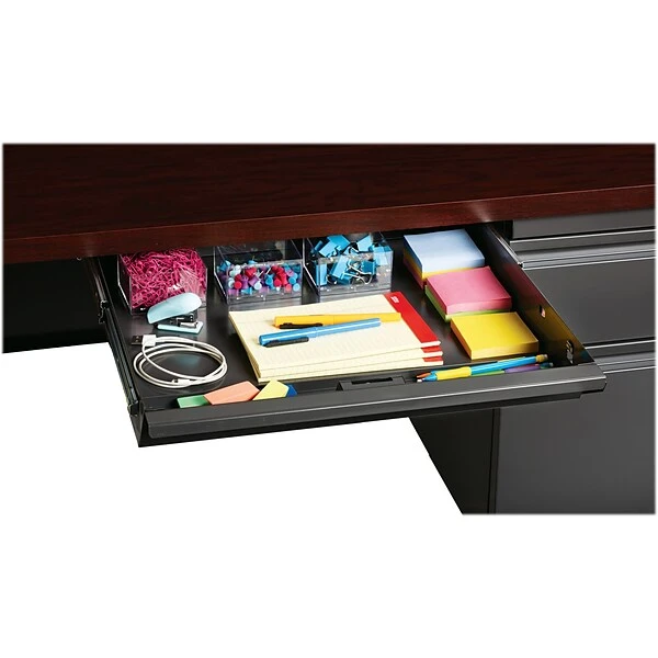 Hirsh 48"W Single-Pedestal Desk, Charcoal/Mahogany (20093) 7 Hirsh 48"W Single-Pedestal Desk, Charcoal/Mahogany (20093) - Image 7