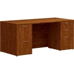 HON Mod 66"W Double-Pedestal Desk, Russet Cherry (HLPLDS66PSRC1)