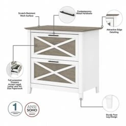 Bush Furniture Key West 60" L-Shaped Desk With 2-Drawer Lateral File Cabinet, Shiplap Gray/Pure White (KWS014G2W) 9 Bush Furniture Key West 60" L-Shaped Desk With 2-Drawer Lateral File Cabinet, Shiplap Gray/Pure White (KWS014G2W) -Ergot Office Furniture Shop 847B87E3 C3C7 4A79 AD3FEF1C6F6074CD s7