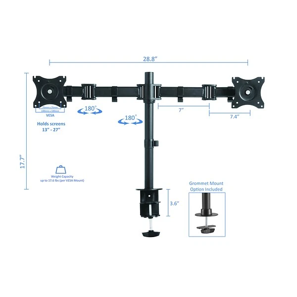Rocelco 37"W Deluxe Adjustable Desk Riser With Energizing Anti-Fatique Mat And Dual Articulating Monitor Mount (R DADRB-DM2-MAF) 5 Rocelco 37"W Deluxe Adjustable Desk Riser With Energizing Anti-Fatique Mat And Dual Articulating Monitor Mount (R DADRB-DM2-MAF) - Image 5