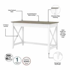 Bush Furniture Key West 48" Writing Desk With File Cabinet, Shiplap Gray/Pure White (KWS003G2W) -Ergot Office Furniture Shop 8540A27D EEE6 4695 941B3713549E9564 s7