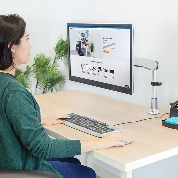 Mount-It! Modular Desk Mount Adjustable Monitor Mount, Up To 27" Monitors, Gray/Silver (MI-34111) 3 Mount-It! Modular Desk Mount Adjustable Monitor Mount, Up To 27" Monitors, Gray/Silver (MI-34111) - Image 3