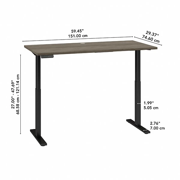 Bush Business Furniture Move 60 Series 27"-48" Adjustable Standing Desk, Modern Hickory/Black (M6S6030MHBK) 4 Bush Business Furniture Move 60 Series 27"-48" Adjustable Standing Desk, Modern Hickory/Black (M6S6030MHBK) - Image 4