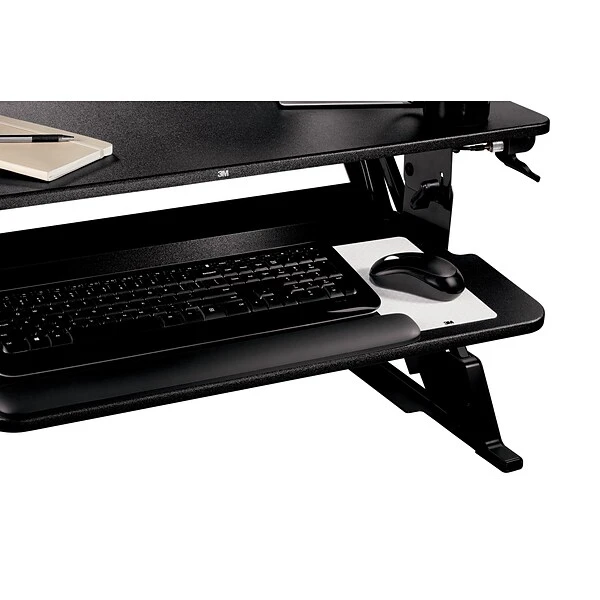 3M™ Precision Standing Desk, 35"W Adjustable Desk Riser With Gel Wrist Rest And Precise™ Mouse Pad, Black (SD60B) 3 3M™ Precision Standing Desk, 35"W Adjustable Desk Riser With Gel Wrist Rest And Precise™ Mouse Pad, Black (SD60B) - Image 3