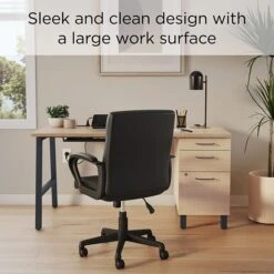 Union & Scale™ Essentials 60" Single Pedestal Desk, Natural (UN60419) -Ergot Office Furniture Shop 893F44CF 2BCD 4ED2 AA87EE377A646164 s7