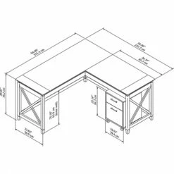 Bush Furniture Key West 60"W L-Shaped Desk With 2-Drawer Mobile File Cabinet, Pure White Oak (KWS013WT) -Ergot Office Furniture Shop 8A7399F8 1E66 4933 ACE9AC7ECD780801 s7