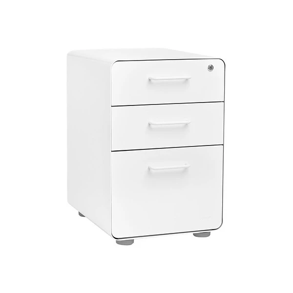 Poppin Stow 3-Drawer Vertical File Cabinet, Mobile/Pedestal, White, Letter/Legal, 20"D (100425) 1 Poppin Stow 3-Drawer Vertical File Cabinet, Mobile/Pedestal, White, Letter/Legal, 20"D (100425)