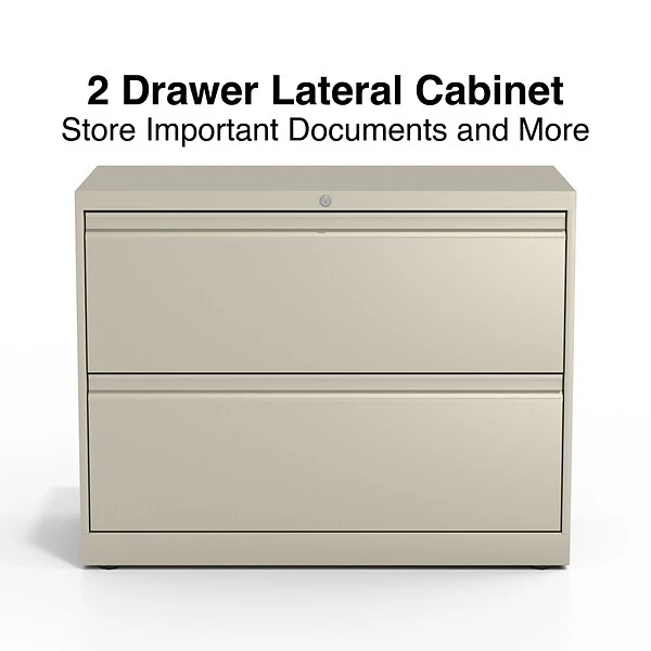 Quill Brand® Commercial 2 File Drawers Lateral File Cabinet, Locking, Putty/Beige, Letter/Legal, 36"W (20052D) 1 Quill Brand® Commercial 2 File Drawers Lateral File Cabinet, Locking, Putty/Beige, Letter/Legal, 36"W (20052D)