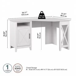 Bush Furniture Key West 54" Corner Computer Desk With Storage, Pure White Oak (KWD254WT-03) -Ergot Office Furniture Shop 922B1673 B9B5 4FD7 93FE3EDD1B128B46 s7