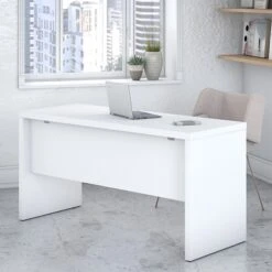 Office By Kathy Ireland® Echo 60W Credenza Desk, Pure White/Pure White (KI60106-03)