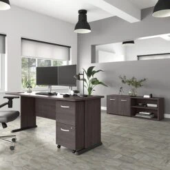 Bush Business Furniture Studio A 72"W Computer Desk With File Cabinet And Storage Cabinet, Storm Gray (STA007SGSU)