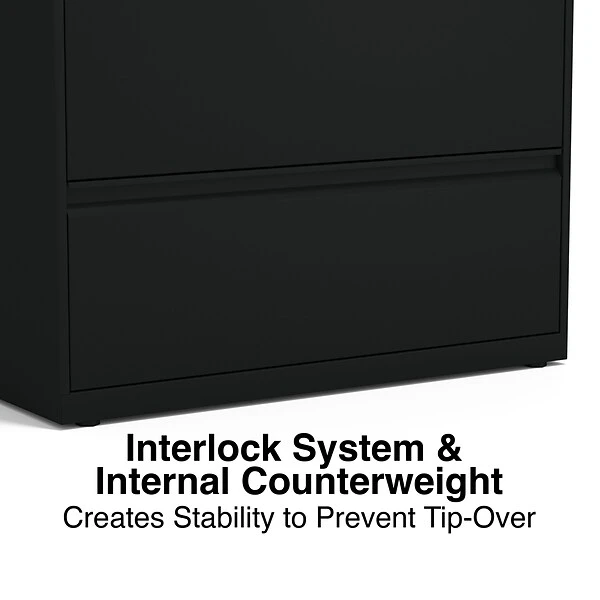 Quill Brand® HL8000 Commercial 3-Drawer Lateral File Cabinet, Locking, Letter/Legal, Black, 36"W (23199D) 4 Quill Brand® HL8000 Commercial 3-Drawer Lateral File Cabinet, Locking, Letter/Legal, Black, 36"W (23199D) - Image 4