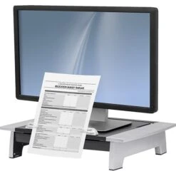 Fellowes Office Suites Monitor Riser, Up To 28" Monitor, Black/Silver (8036601) -Ergot Office Furniture Shop 9966E441 2501 44C6 A0CB593311BFB465 s7