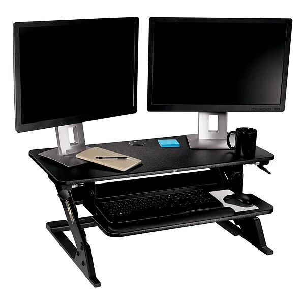3M™ Precision Standing Desk, 35"W Adjustable Desk Riser With Gel Wrist Rest And Precise™ Mouse Pad, Black (SD60B) 2 3M™ Precision Standing Desk, 35"W Adjustable Desk Riser With Gel Wrist Rest And Precise™ Mouse Pad, Black (SD60B) - Image 2