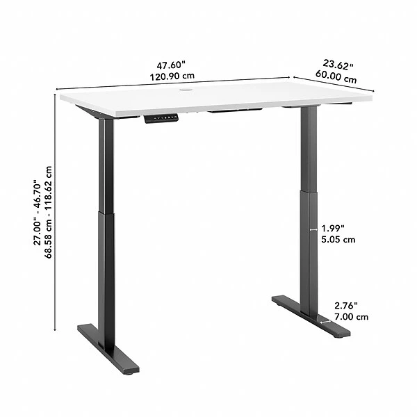 Bush Business Furniture Move 60 Series 27''-47'' Adjustable Standing Desk, White (M6S4824WHBK) 4 Bush Business Furniture Move 60 Series 27''-47'' Adjustable Standing Desk, White (M6S4824WHBK) - Image 4