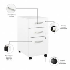 Bush Business Furniture Studio A 36"W Small Computer Desk With 3-Drawer Mobile File Cabinet, White (STA005WHSU) -Ergot Office Furniture Shop A0F63934 2EB3 485B B416A35B4969B555 s7
