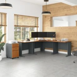 Bush Business Furniture Cubix 3 Drawer Mobile File Cabinet, Natural Cherry/Slate (WC57453PSU) -Ergot Office Furniture Shop A1A88E4A 2123 4D21 A8C0A9F60AF759D1 s7