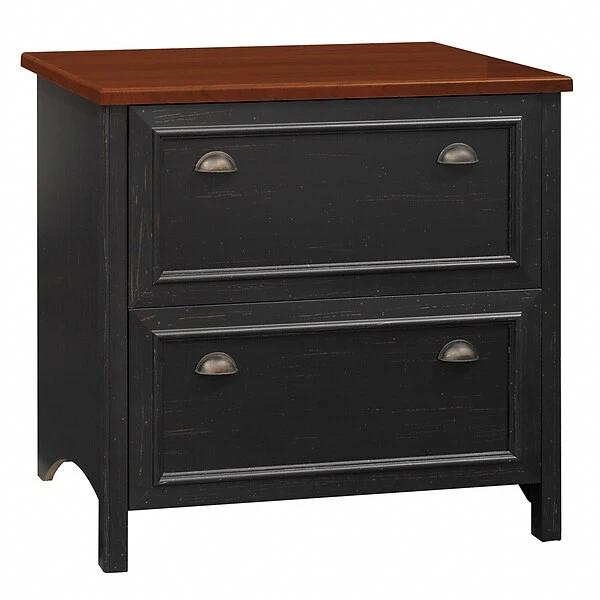 Bush Furniture Fairview 2 Drawer Lateral File Cabinet, Antique Black And Hansen Cherry (WC53984T) 1 Bush Furniture Fairview 2 Drawer Lateral File Cabinet, Antique Black And Hansen Cherry (WC53984T)