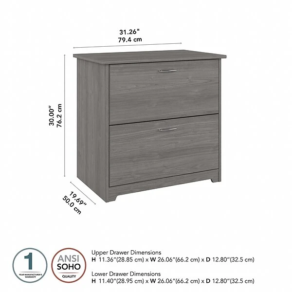 Bush Furniture Cabot 2 Drawer Lateral File Cabinet, Modern Gray (WC31380) 4 Bush Furniture Cabot 2 Drawer Lateral File Cabinet, Modern Gray (WC31380) - Image 4