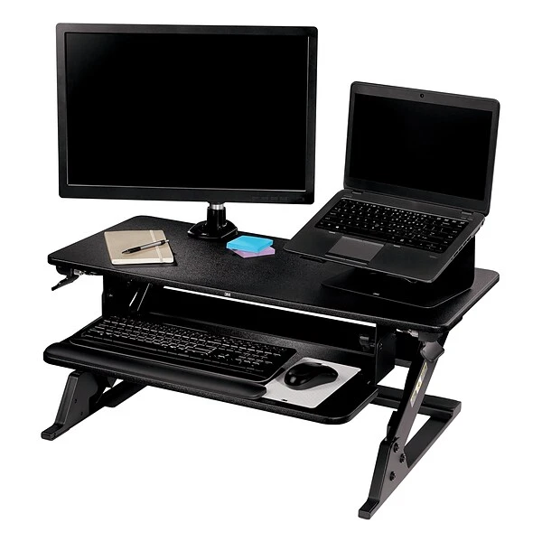 3M™ Precision Standing Desk, 35"W Adjustable Desk Riser With Gel Wrist Rest And Precise™ Mouse Pad, Black (SD60B) 4 3M™ Precision Standing Desk, 35"W Adjustable Desk Riser With Gel Wrist Rest And Precise™ Mouse Pad, Black (SD60B) - Image 4