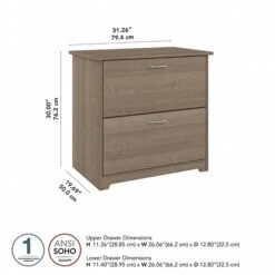 Bush Furniture Cabot 2-Drawer Lateral File Cabinet, Letter/Legal, Ash Gray, 31" (WC31280) -Ergot Office Furniture Shop AD49CD2E E28A 4FFD 89C5C29394299011 s7