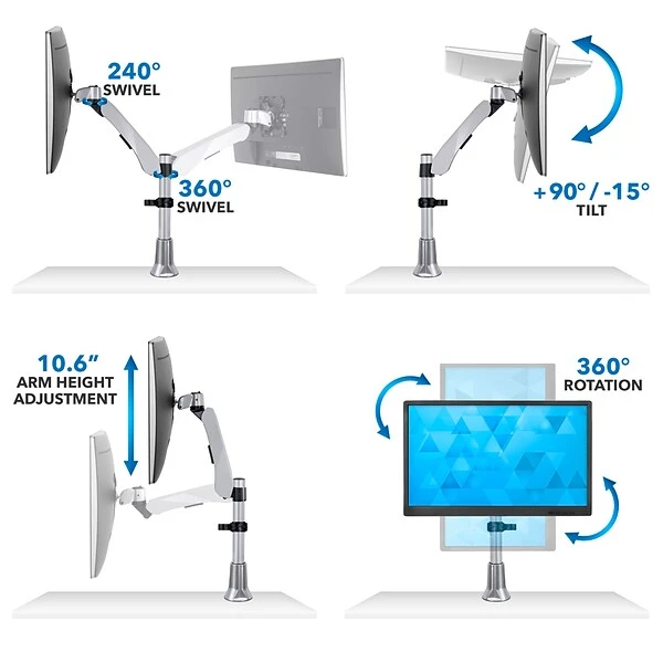 Mount-It! Modular Desk Mount Adjustable Monitor Mount, Up To 27" Monitors, Gray/Silver (MI-34111) 4 Mount-It! Modular Desk Mount Adjustable Monitor Mount, Up To 27" Monitors, Gray/Silver (MI-34111) - Image 4