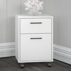 Bush Furniture Key West 2-Drawer Vertical File Cabinet, Letter, Pure White Oak, 15.75" (KWF116WT-03)