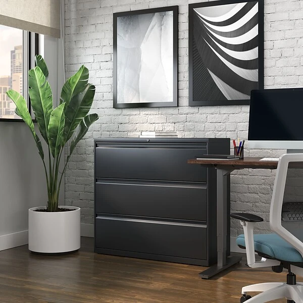 Quill Brand® HL8000 Commercial 3-Drawer Lateral File Cabinet, Locking, Letter/Legal, Black, 42"W (23202D) 7 Quill Brand® HL8000 Commercial 3-Drawer Lateral File Cabinet, Locking, Letter/Legal, Black, 42"W (23202D) - Image 7