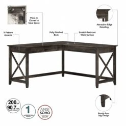 Bush Furniture Key West 60" L-Shaped Desk With 2-Drawer Lateral File Cabinet, Dark Gray Hickory (KWS014GH) -Ergot Office Furniture Shop BA9C4E81 6A5E 4E2F 8E42C85AB7F8D701 s7