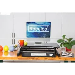 Rocelco 32" Height Adjustable Standing Desk Converter, Sit Stand Up Retractable Keyboard Riser, Black (R ADRB) -Ergot Office Furniture Shop BC7B3931 557F 4502 AC42756613082A16 s7
