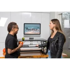 Rocelco 32" Height Adjustable Standing Desk Converter With Anti Fatigue Mat Bundle, Black (R ADRB-MAFM) -Ergot Office Furniture Shop C0F03AA9 A766 41FD 870BAD28E33FE922 s7