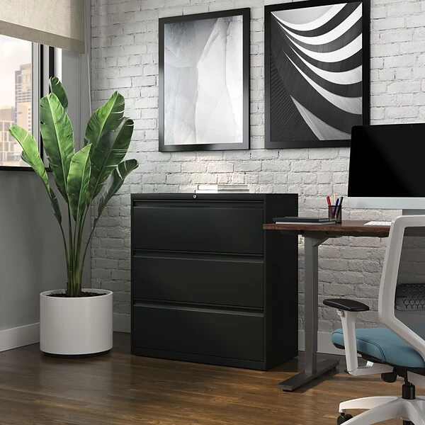 Quill Brand® HL8000 Commercial 3-Drawer Lateral File Cabinet, Locking, Letter/Legal, Black, 36"W (23199D) 7 Quill Brand® HL8000 Commercial 3-Drawer Lateral File Cabinet, Locking, Letter/Legal, Black, 36"W (23199D) - Image 7